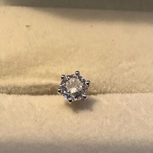 4.6 mm Solid 18k Gold .40 Carat Lab Diamond India Nose Pin Internally Threaded